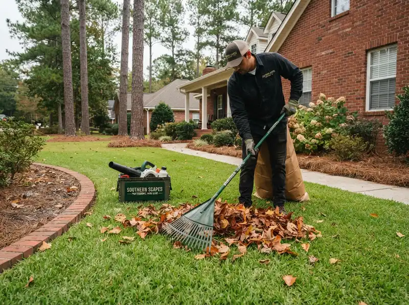 Seasonal yard cleanup by Northport landscaper