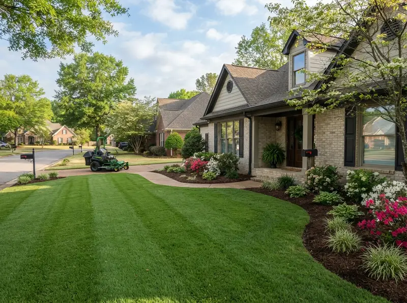 Spring yard cleanup by local landscaper